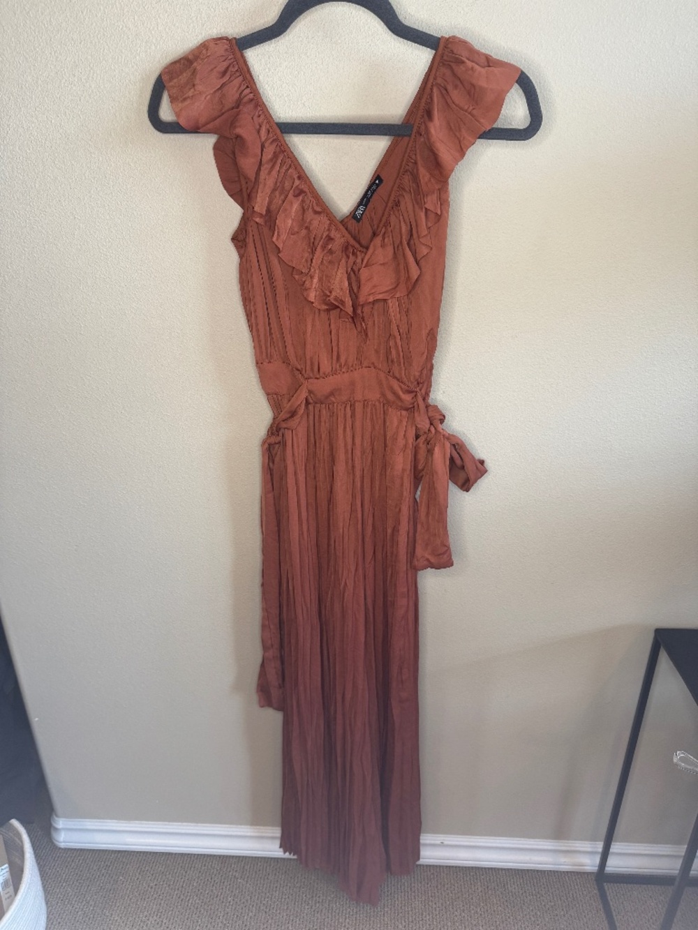 Zara PLEATED WRINKLE EFFECT High Waist Romper Size XS